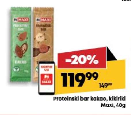 Proteinski bar kakao, kikiriki Maxi, 40g
