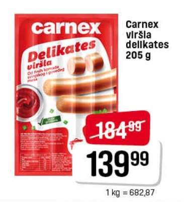 Carnex viršla delikates 205 g