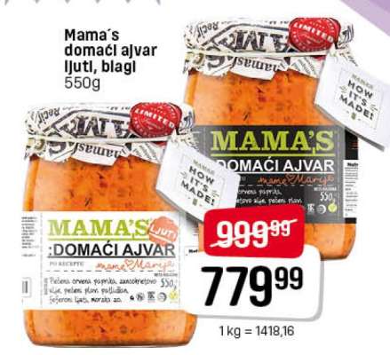 Mama's domaći ajvar ljuti, blagi 550g