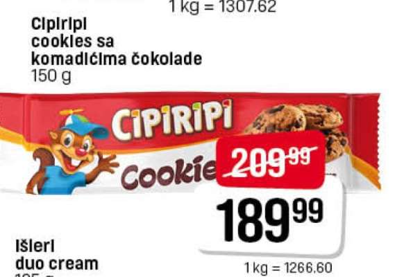 Cipiripi cookies sa komadićima čokolade