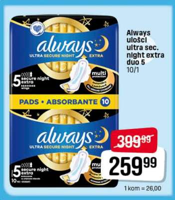 Always ulošci ultra sec. night extra duo 5 10/1