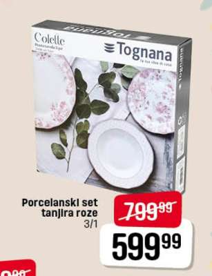 Porcelanski set tanjira roze