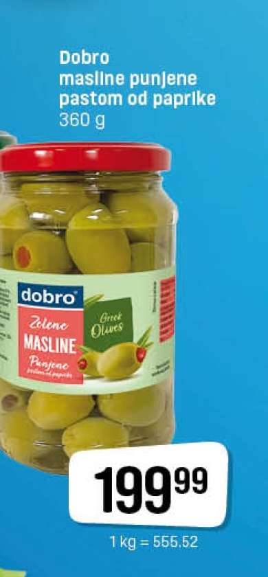 Dobro masline punjene pastom od paprike