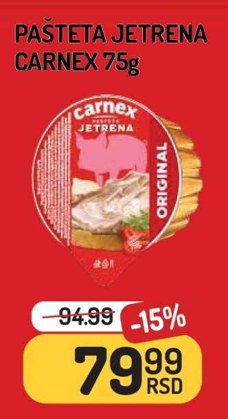 PAŠTETA JETRENA CARNEX 75g