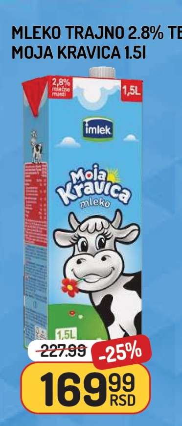 MLEKO TRAJNO 2.8% MOJA KRAVICA 1.5l