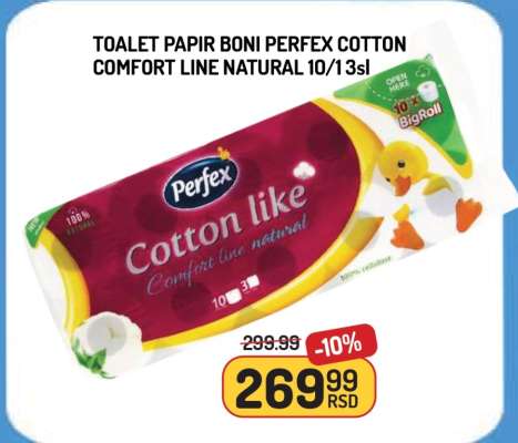 TOALET PAPIR BONI PERFEX COTTON COMFORT LINE NATURAL 10/13sl