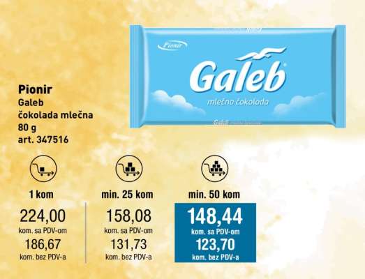 Pionir Galeb mlečna čokolada