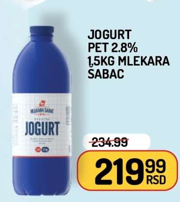 Jogurt PET 2.8% 1.5kg Mlekara Sabac