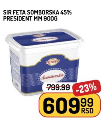 SIR FETA SOMBORSKA 45% PRESIDENT MM 900G