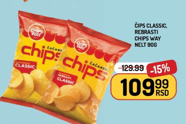 Čips Classic, Rebrasti Chips Way Nelt 90g