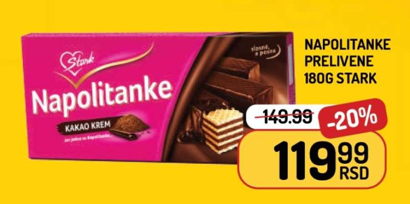 Napolitanke Prelivene 180g Stark