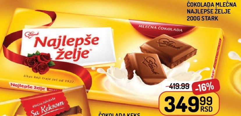 Čokolada mlečna Najlepše želje 200g Stark