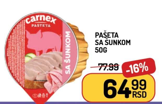 PAŠTETA SA ŠUNKOM 50G