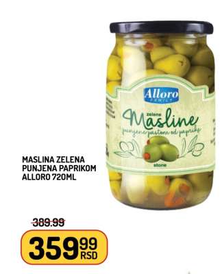 MASLINA ZELENA PUNJENA PAPRIKOM ALLORO 720ml