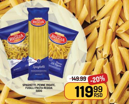 Spaghetti, Penne Rigate, Fusilli Pasta Reggia 500g