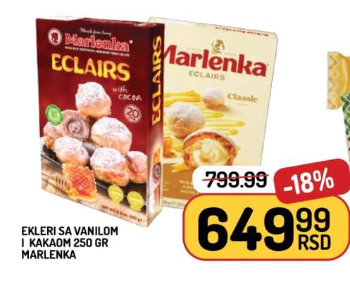 Ekleri sa vanilom i kakaom 250g Marlenka