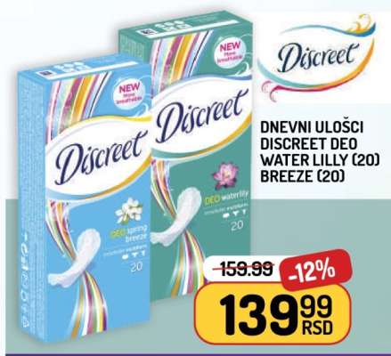 Discreet Deo Water Lilly (20) Breeze (20)