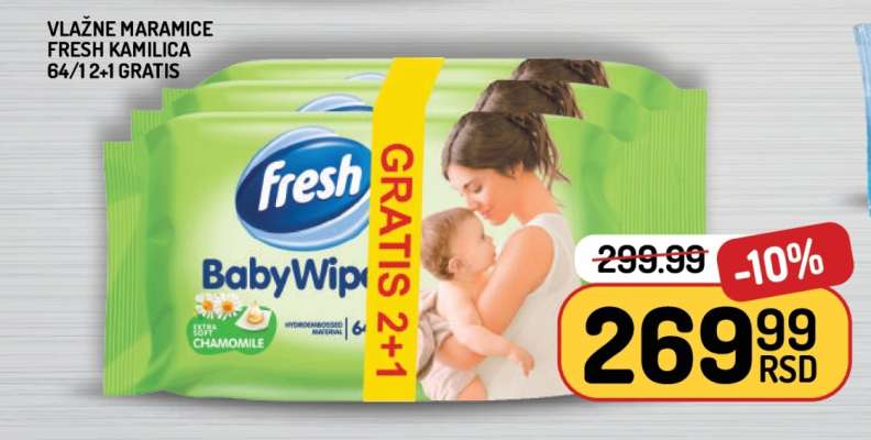 Vlažne maramice Fresh Kamilica 64/12+1 gratis