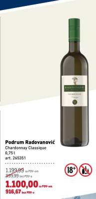 Podrum Radovanović Chardonnay Classique