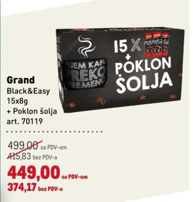 Grand Black&Easy 15x8g + Poklon šolja