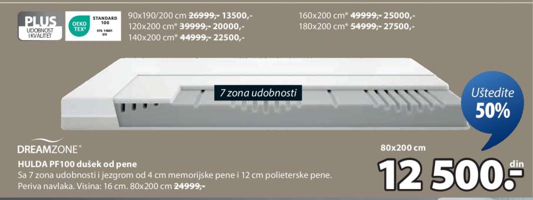 DREAMZONE HULDA PF100 DUŠEK OD PENE
