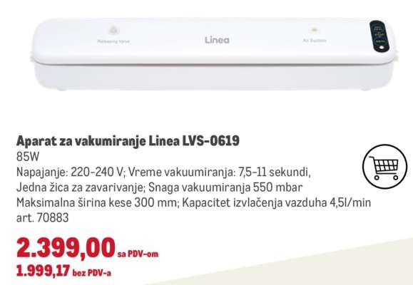 Aparat za vakumiranje Linea LVS-0619