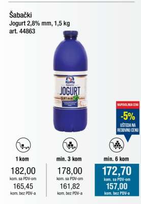 Šabački Jogurt 2,8% mm, 1,5 kg