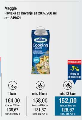 Meggle Pavlaka za kuvanje sa 20%, 200 ml