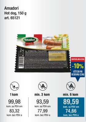 Amadori Hot dog, 150 g