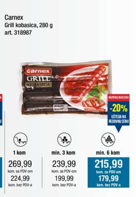 Carnex Grill kobasica, 280 g