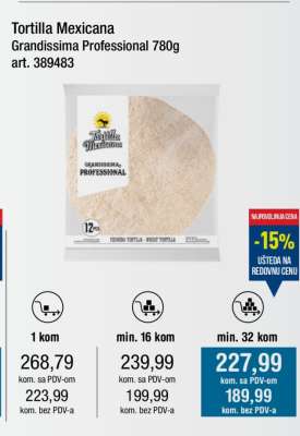 Tortilla Mexicana Grandissima Professional 780g