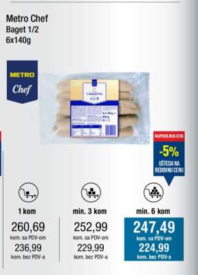 Metro Chef Baget 1/2 6x140g