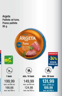 Argeta Pašteta od tune, Posna pašteta