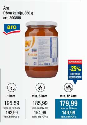 Aro Džem kajsija, 850 g
