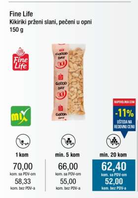 Fine Life Kikiriki prženi slani, pečeni u opni 150 g