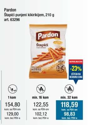 Pardon štapići punjeni kikirikijem 210 g