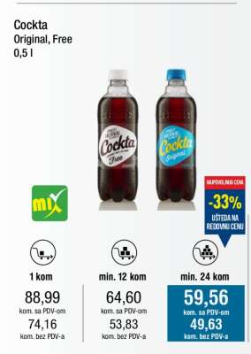 Cockta Original, Free 0,5 l