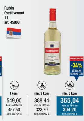 Rubin Svetli vermut 1 l