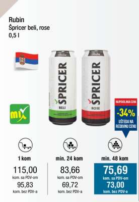 Rubin Špricer beli, rose 0,5 l