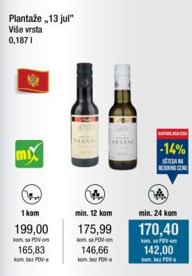 Plantaže '13 jul' Više vrsta 0,187 l