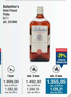 Ballantine‘s Viski Finest Flaša 0,7 l
