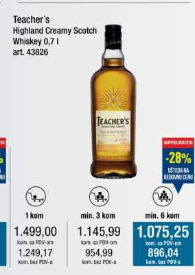Teacher’s Highland Creamy Scotch Whiskey 0,7 l