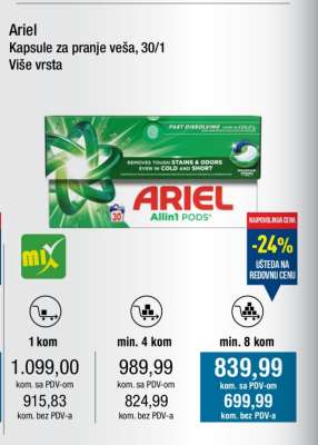 ARIEL kapsule za pranje veša 30/1