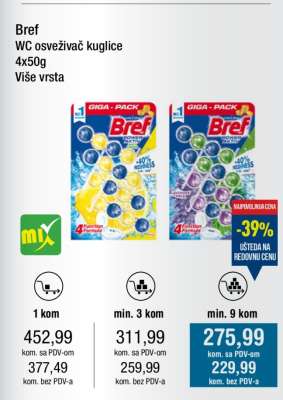 Bref WC osveživač kuglice 4x50g