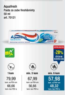 Aquafresh Pasta za zube fresh&minty