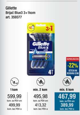 Gillette Brijač Blue3 3+1kom