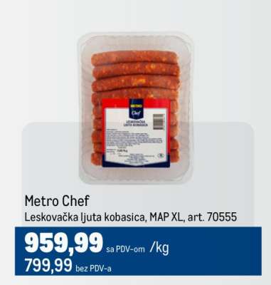 Metro Chef Leskovačka ljuta kobasica, MAP XL, art. 70555