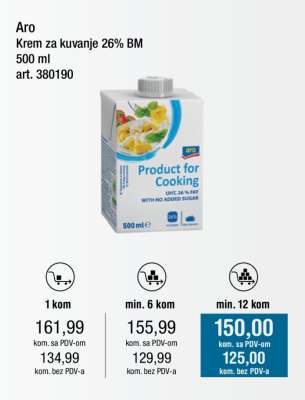 Aro Krem za kuvanje 26% BM 500 ml