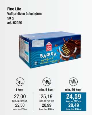 Fine Life Vafl prelivен čokoladom