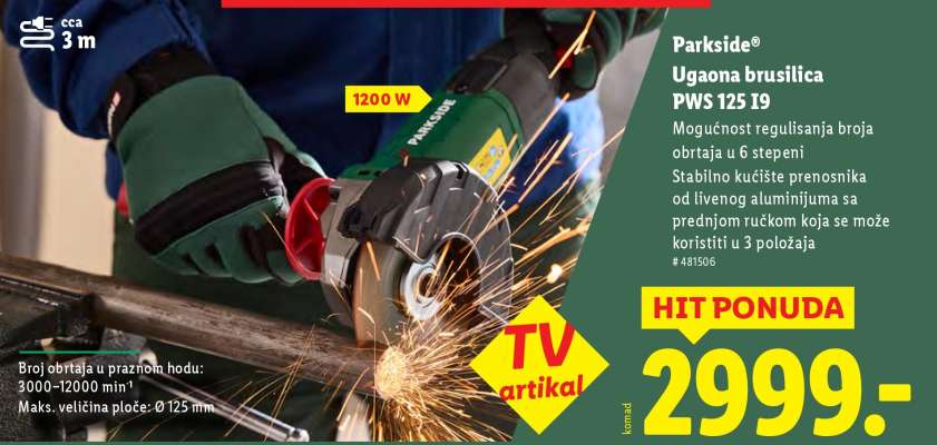 Parkside Ugaona brusilica PWS 125 I9